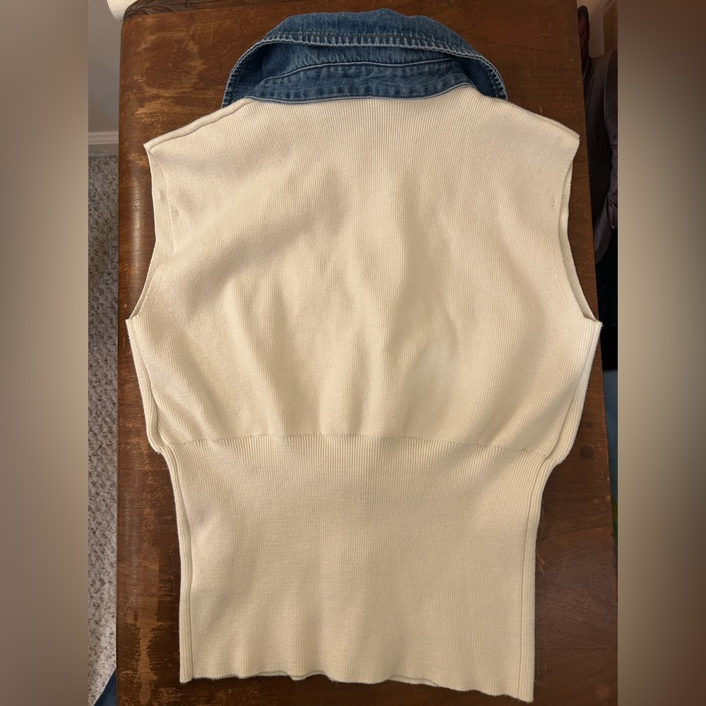 Commense Cream Ribbed Knit Top - Picture 4 of 6
